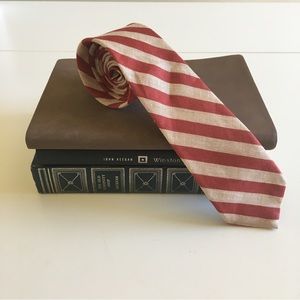 ✨ Henry Grethel Vintage Skinny Red & Cream Striped Tie ✨